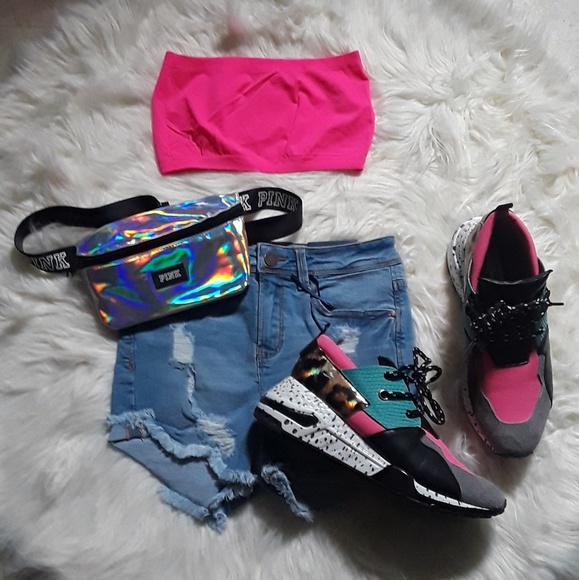 ποΈππNeon Pink Bandeau Crop Tube Topπ - Picture 4 of 7